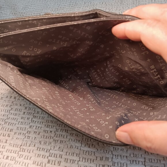 Olivia + Joy faux pebbled leather envelope chain strap shoulder / hand bag purse - Picture 4 of 15